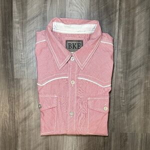 BKE Oak Street Western Slim Fit Long Sleeve Button Down - Large